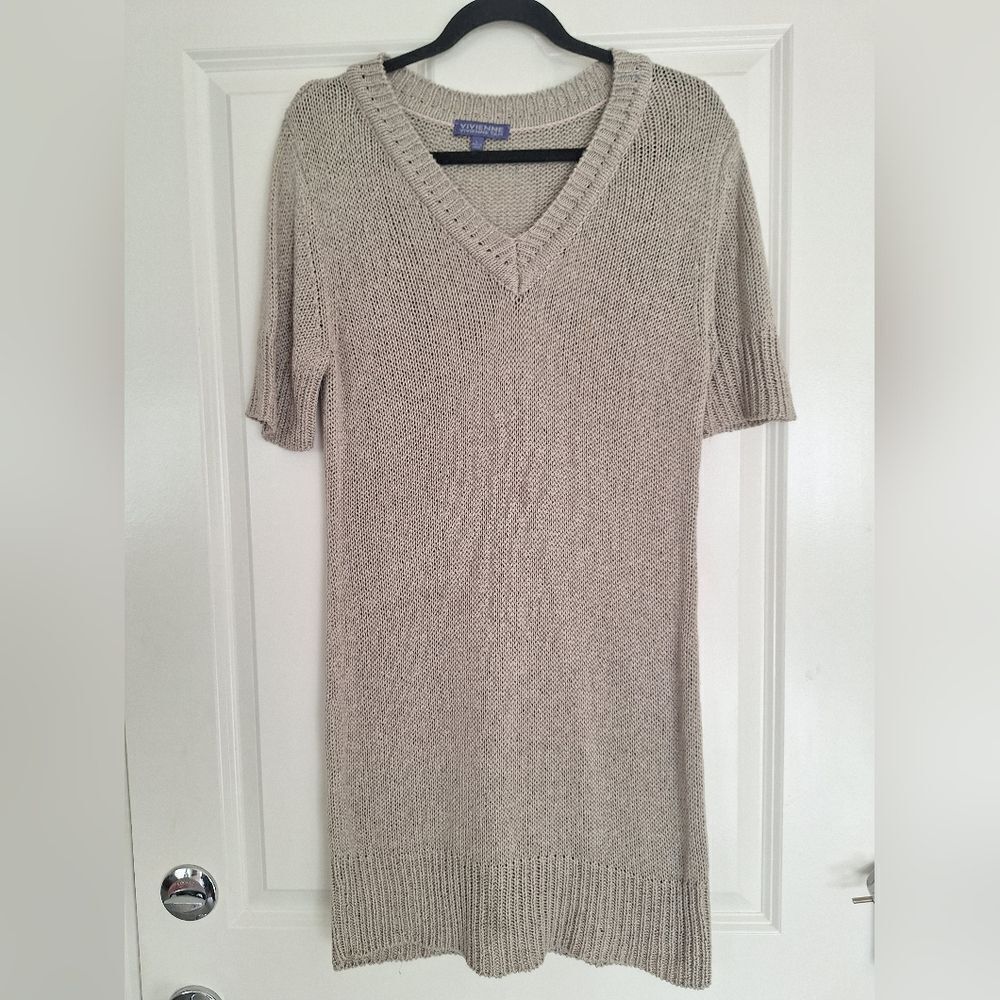 Vivienne Tam gray knit crochet swestrr dress‎ size L